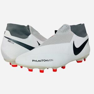 Nike Phantom Vision Elite DF FG Gray/Red/Black Shoes Soccer Cleats Mens Size 10